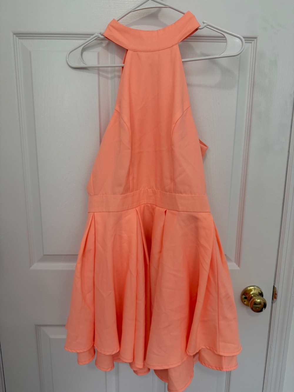 Lulu's Coral Peach Halter Fit & Flare Dress